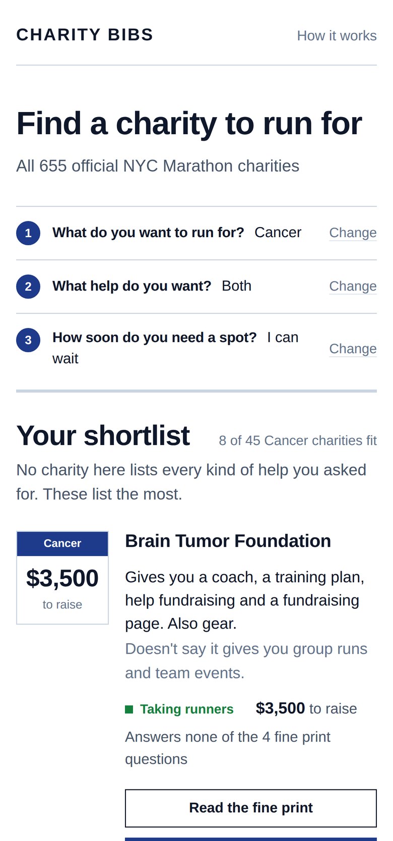 The same shortlist on a phone